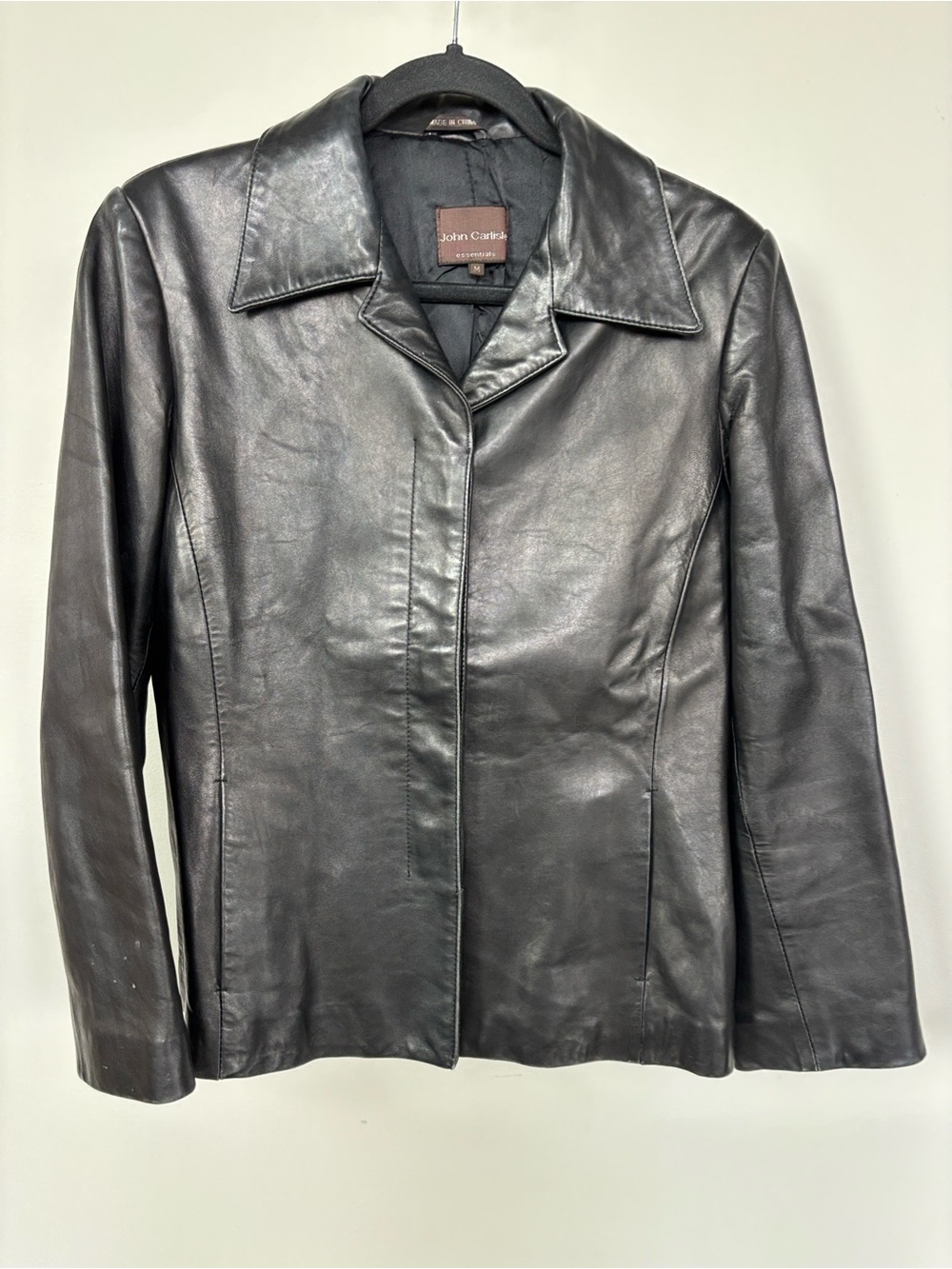 John‎ Carlisle Black Leather Jacket Size